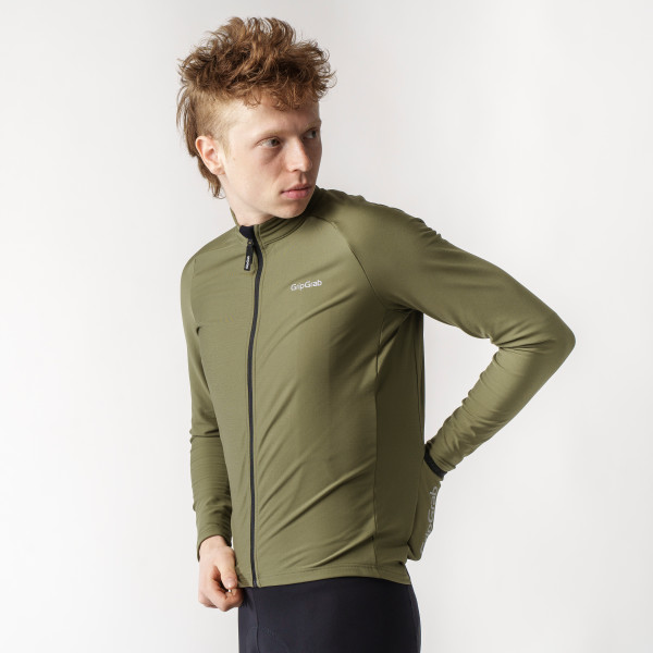 GripGrab PACR Thermal langærmet cykeltrøje Olive Green herre