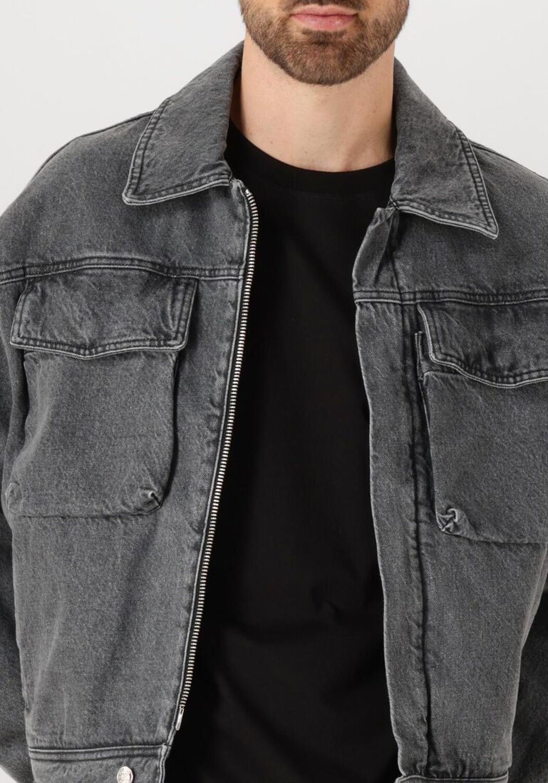 donkergrijze filling pieces spijkerjas denim jack washed