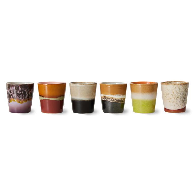 HKliving 70's Ceramic koffiemok set van 6 grounding