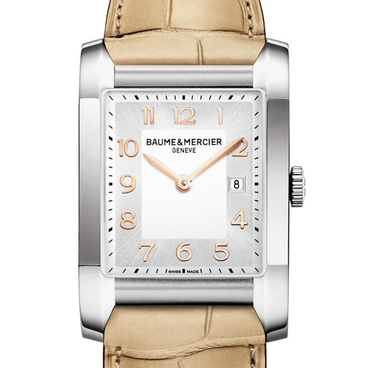 Montre d'occasion Baume et Mercier Hampton femme acier bracelet cuir marron