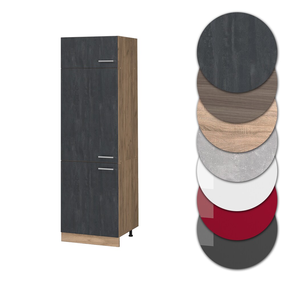 Vicco Kühlumbauschrank R-Line Schwarz Beton Eiche 60 cm