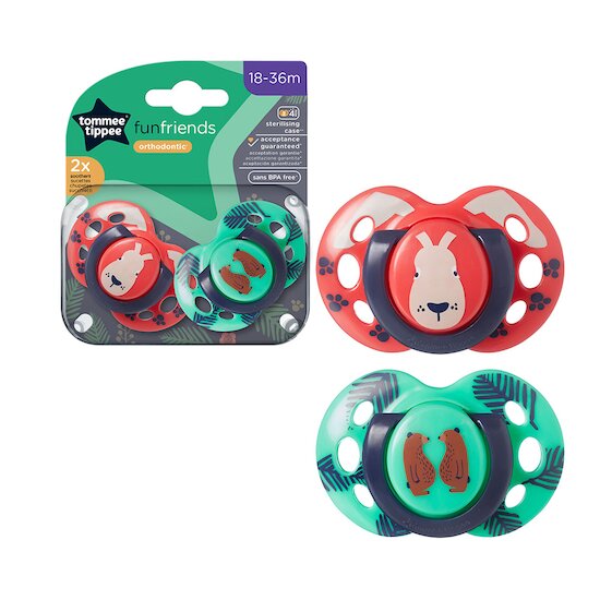 Lot de 2 sucettes Fun    Aléatoire        18-36 mois   de               Tommee Tippee