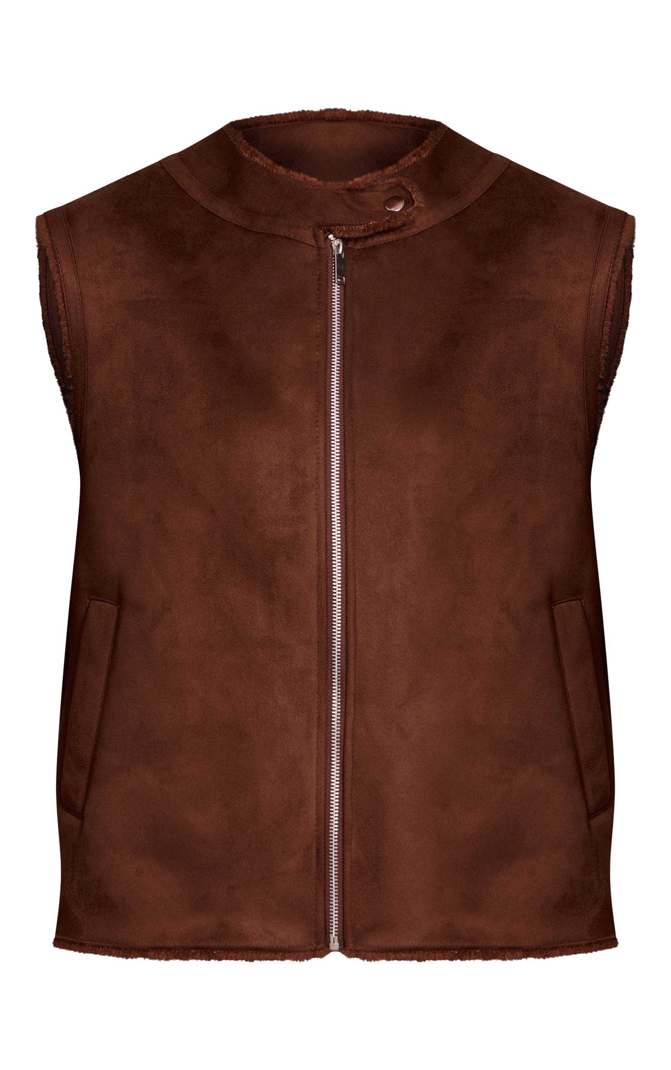 Chocolat Gilet Sans Manches En Synthétique Doublure Imitation Mouton
