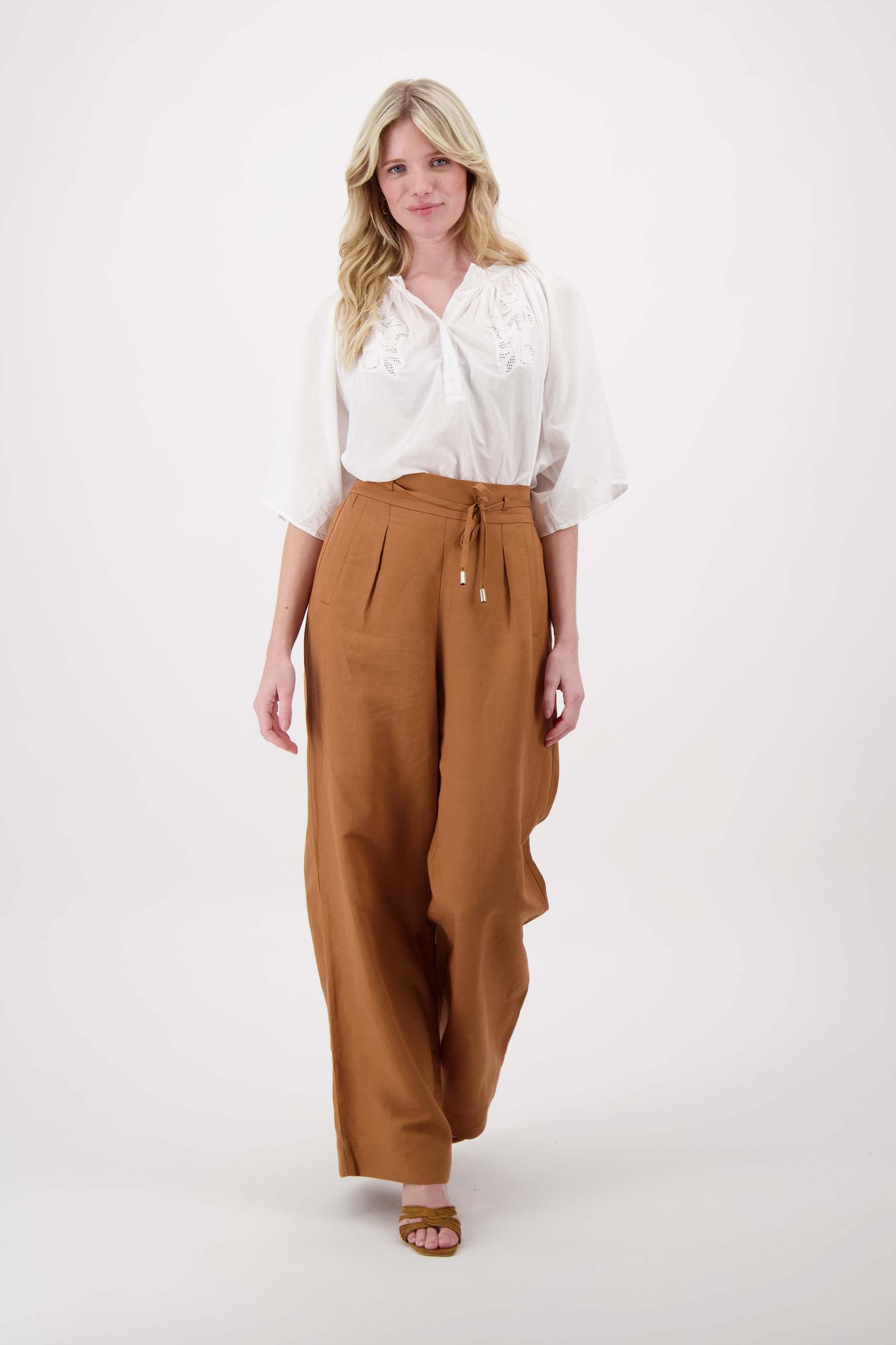 borduur bloem mesh blouse