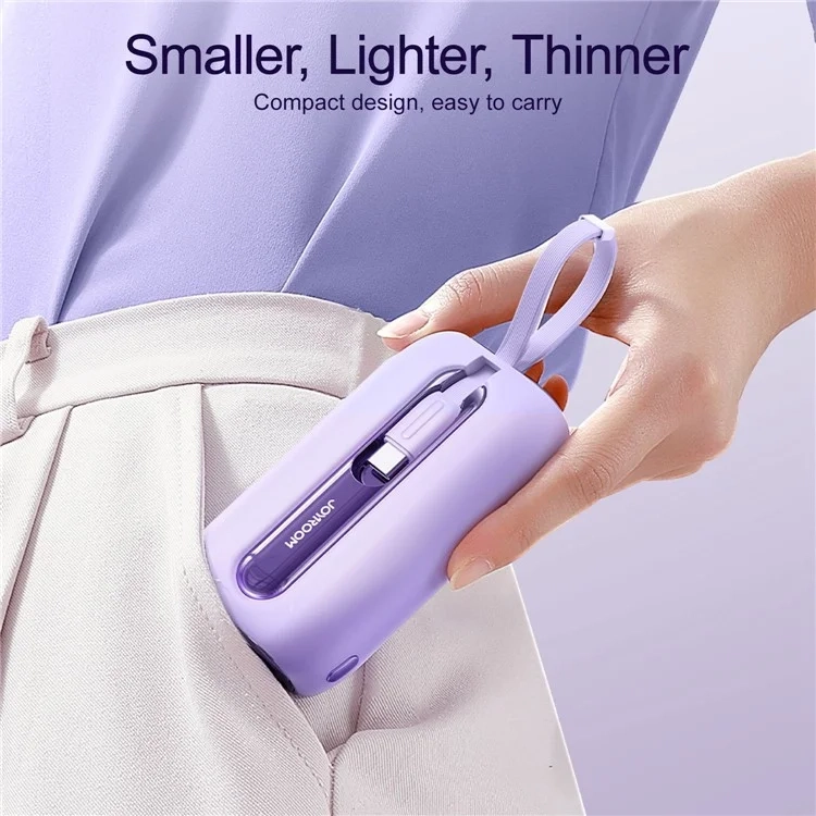 (22.5W) 10000mAh USB A / USB C Powerbank Power Delivery Ladegerät inkl. USB C / Lightning Ladekabel mit LED Anzeige (JR-L012PU) - Lila