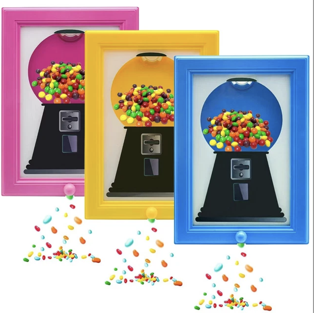 (295x210mm) Bilderrahmen Süssigkeiten Spender Candy Maschine DIY Home Deko Rahmen zum Befüllen für Bonbons / Kaugummis - Gelb