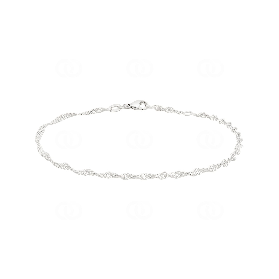 Fusskette Singapur 750/18 K Weissgold 2.4mm - 24cm