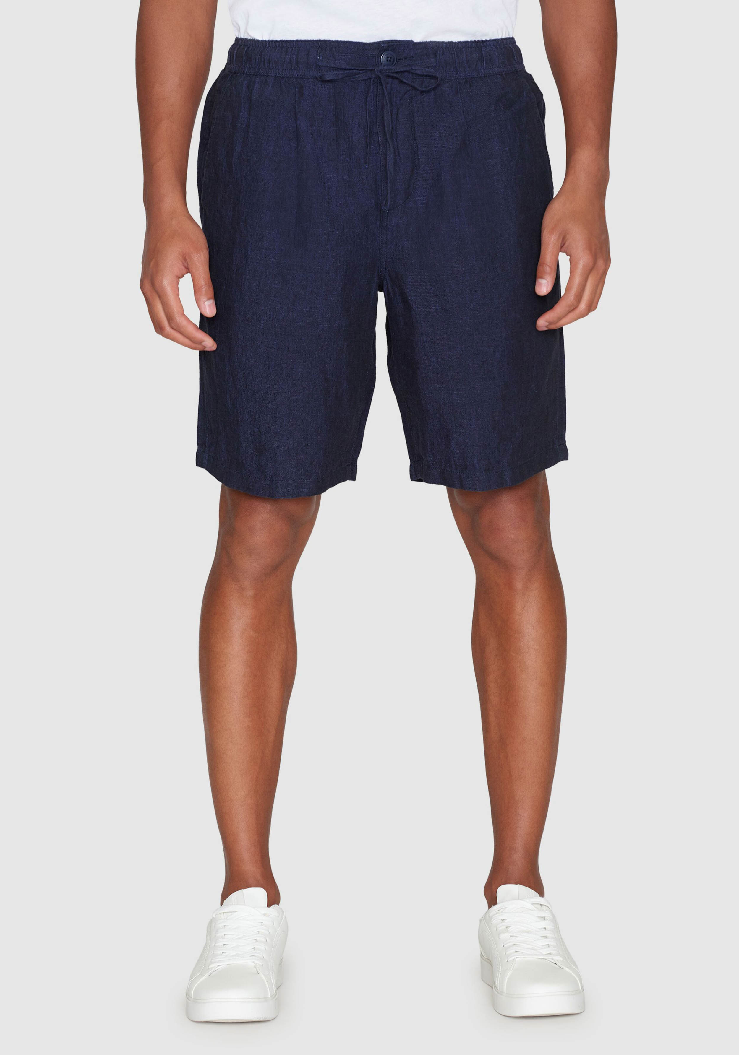 Knowledge Cotton Apparel Leinenshorts Fig Loose Yarndyed - Total Eclipse