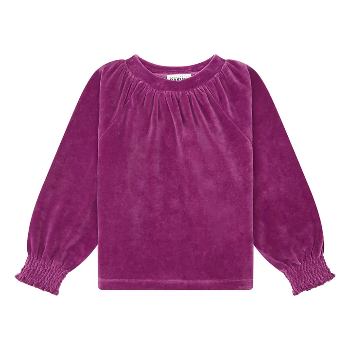 SMALLABLE BASICS Sweat Fille Col Rond en Velours | Rose fuschia