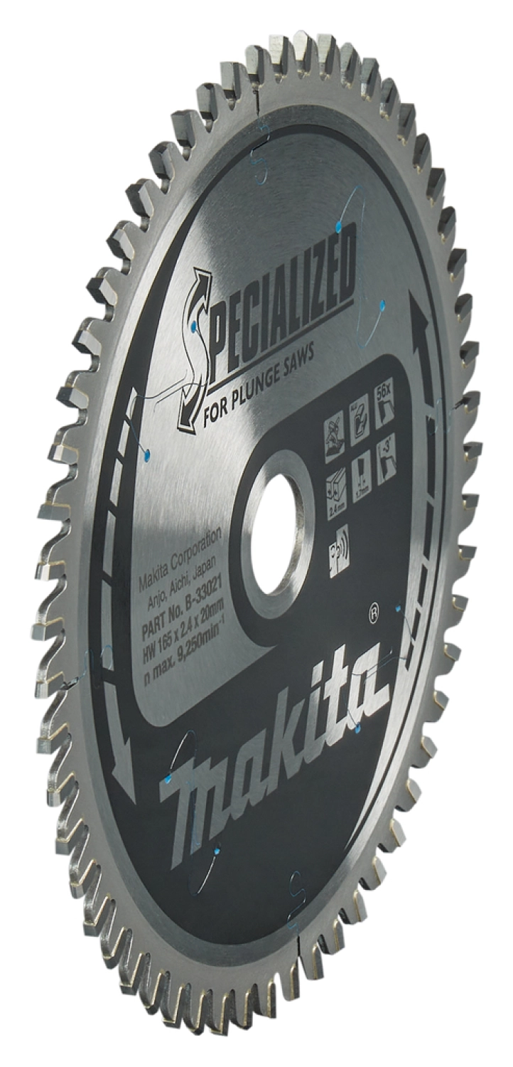 Makita B-33021 Specialized Invalzaagblad - 165 x 20 x 56T - Aluminium