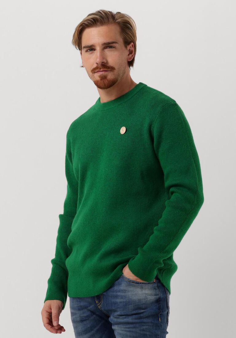 SCOTCH & SODA groene scotch & soda trui rib-knit wool-blend crewneck pullover
