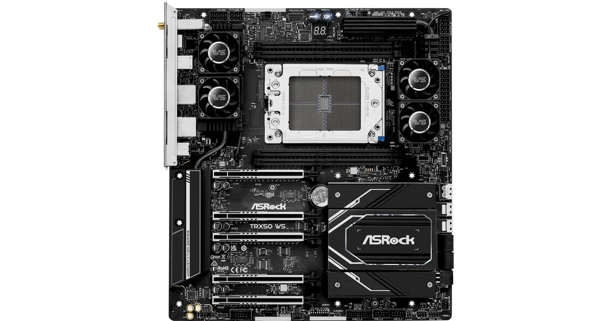 ASRockTRX50 WS socket sTR5 moederbord  (Zwart, RAID, 2,5Gb-LAN, WLAN, BT, Sound, ATX)