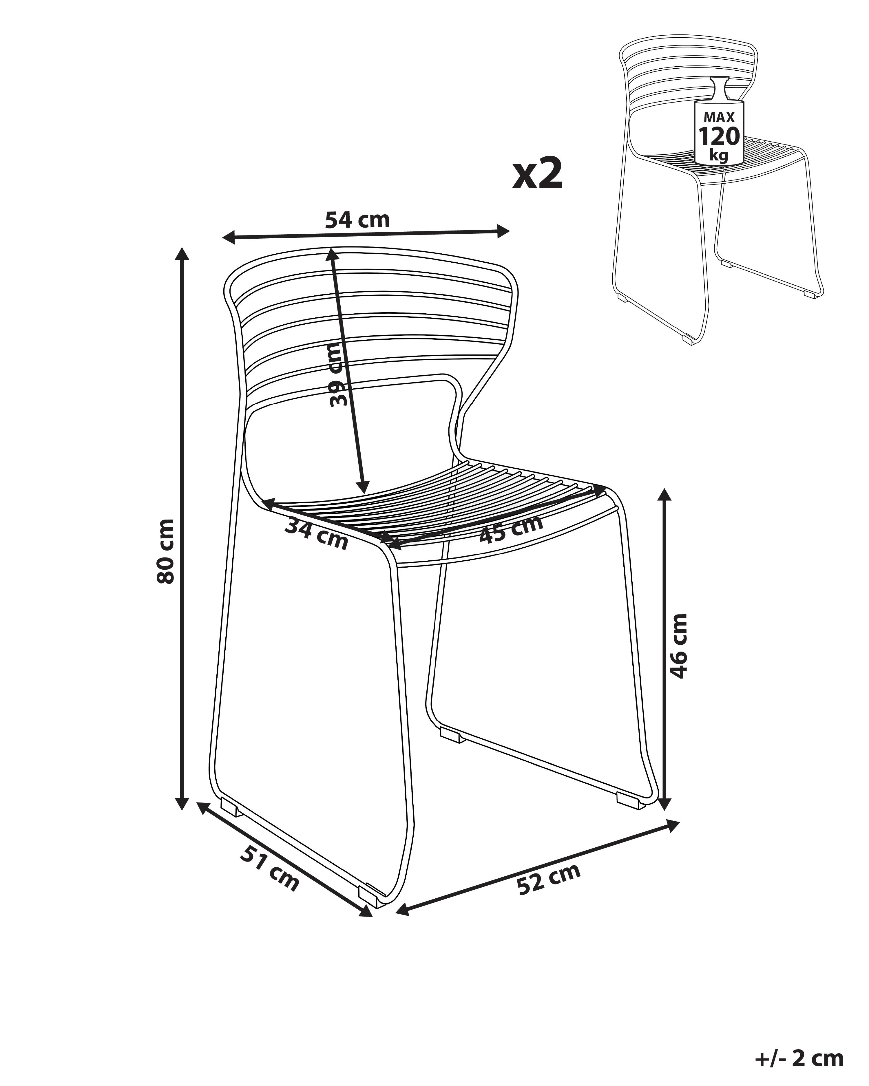 Set van 2 tuinstoelen PISTOIA Metaal Rood