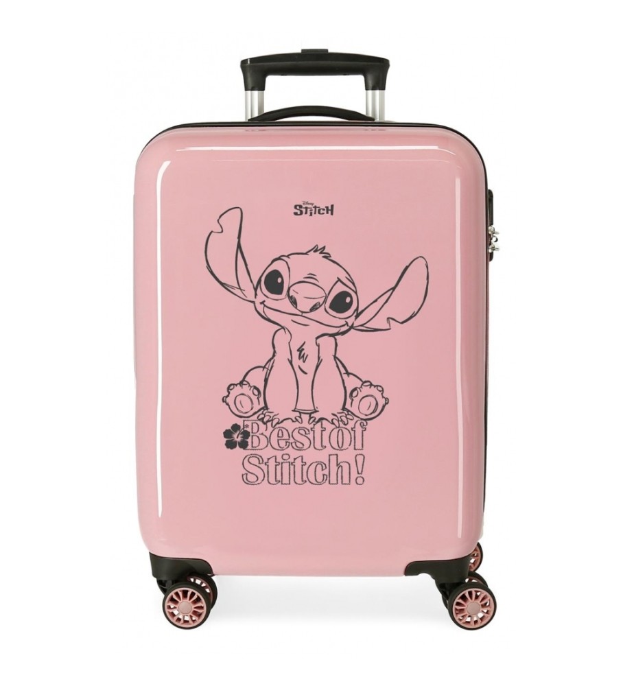 Mala de cabine rígida Disney Best of Stitch 55cm Rosa