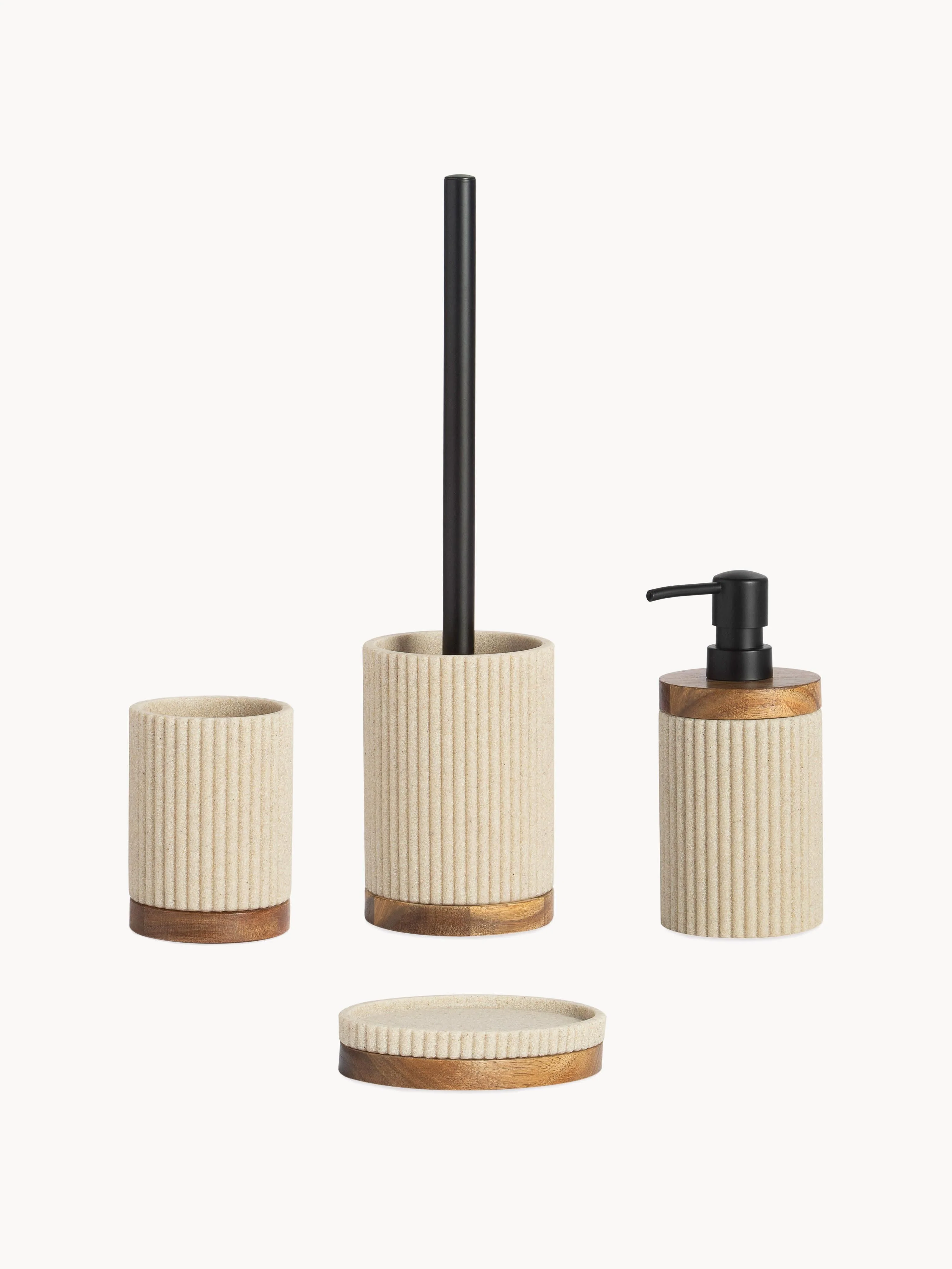Toiletborstel Laura met houten decoratie
