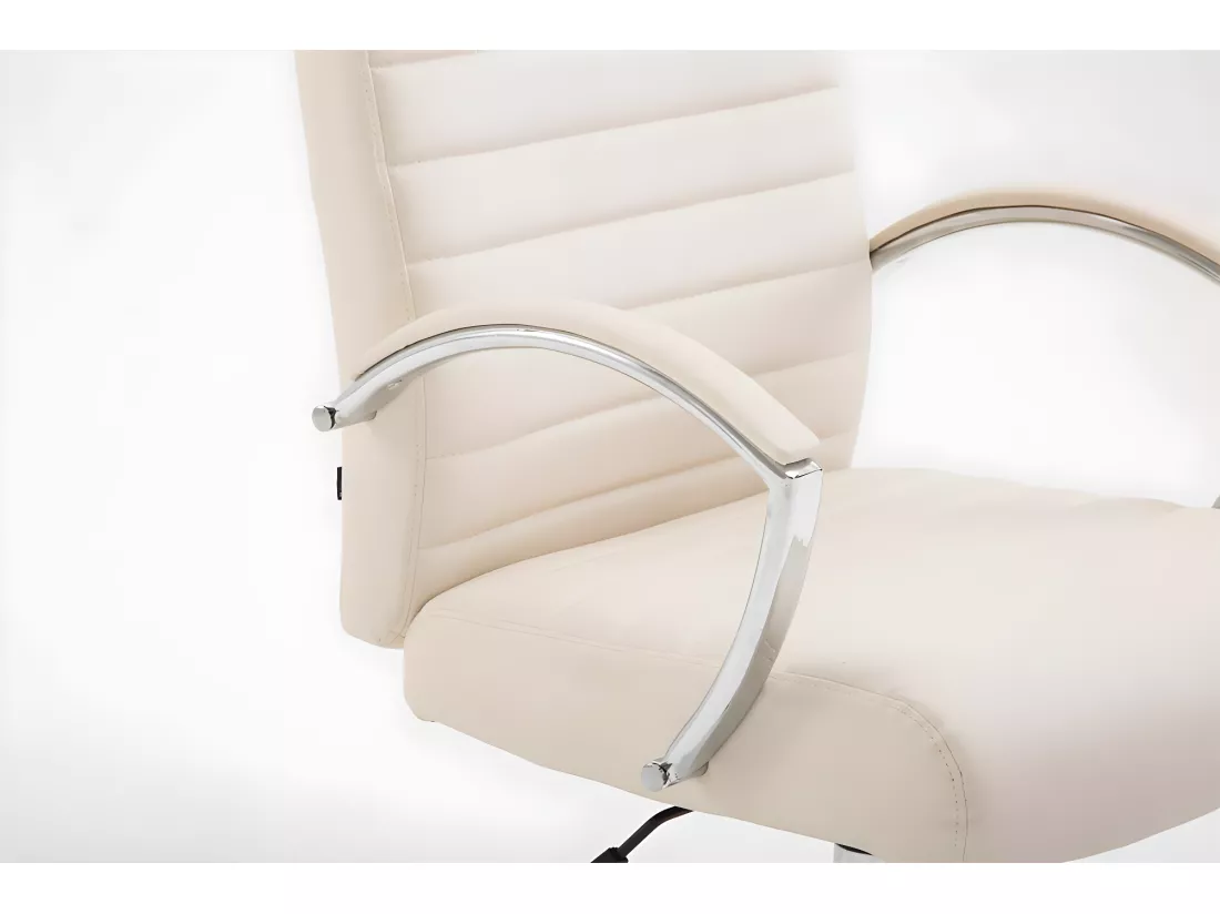 Chaise de bureau - Similicuir & Métal chromé - Crème - Valais