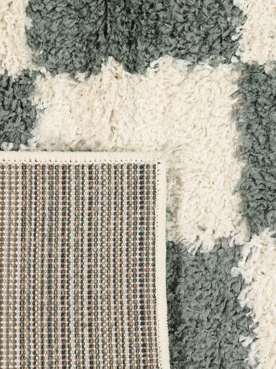 RugVista Chessie, Teppich, 300 x 200 cm, Rechteckig, Hoher Stapel, Wohnzimmer, Schlafzimmer, Nur chemische Reinigung, Oeko_tex_100, Grün/Off Weiß