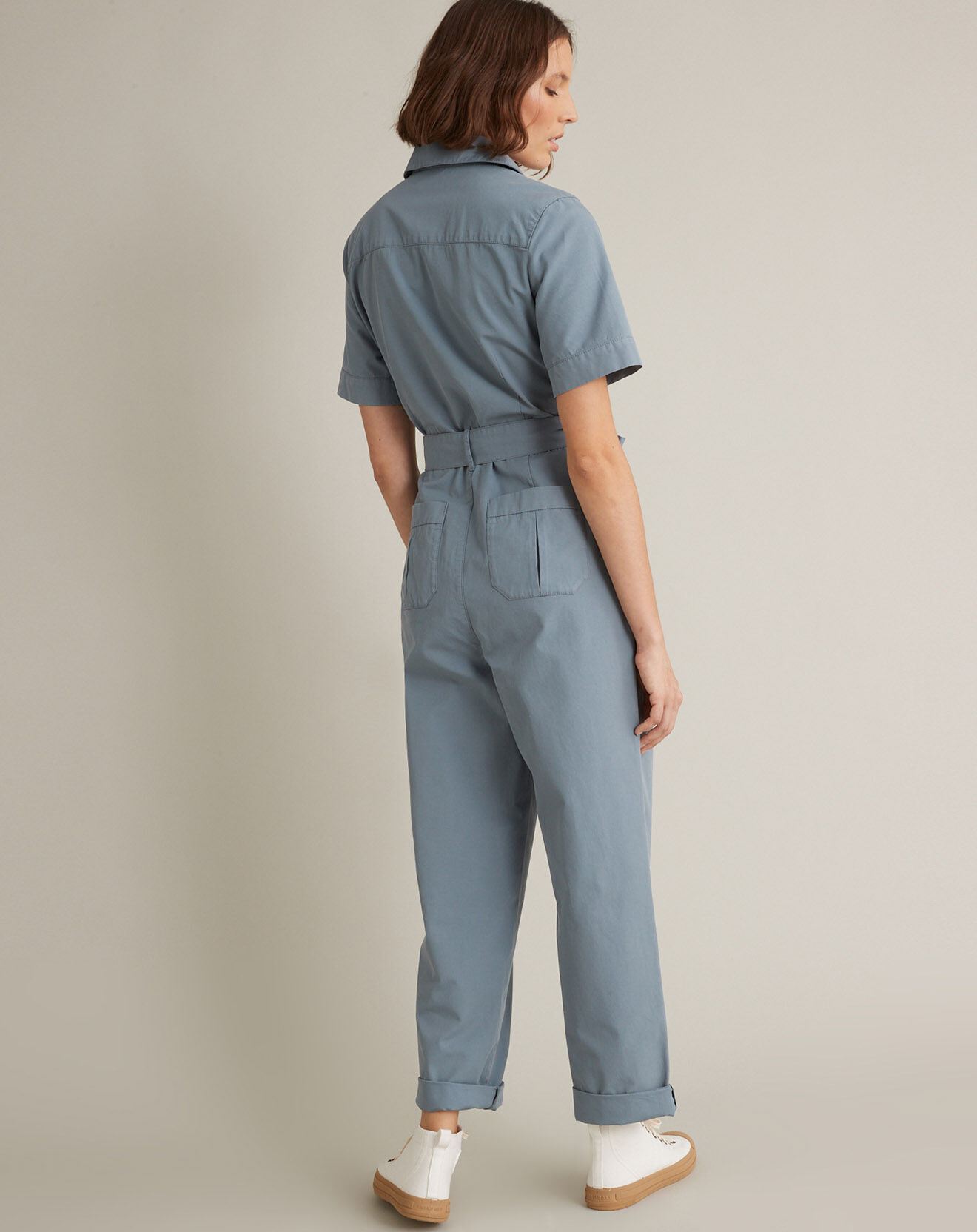 Cyrillus Combinaison en Coton & Lin bleue