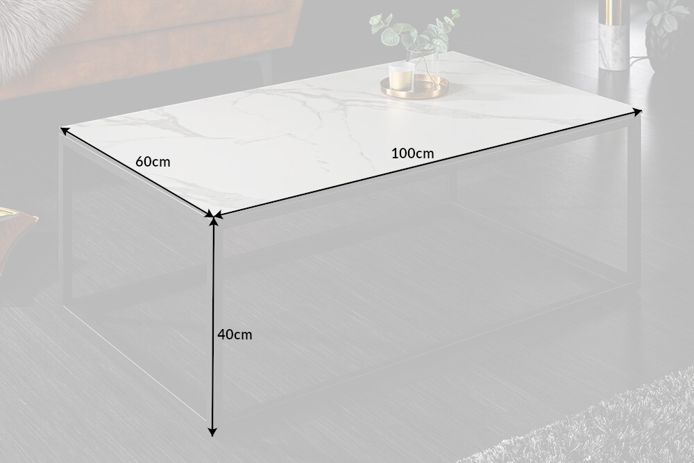 Design Couchtisch SYMBIOSE 100cm Marmor weiß Keramik made in Italy
