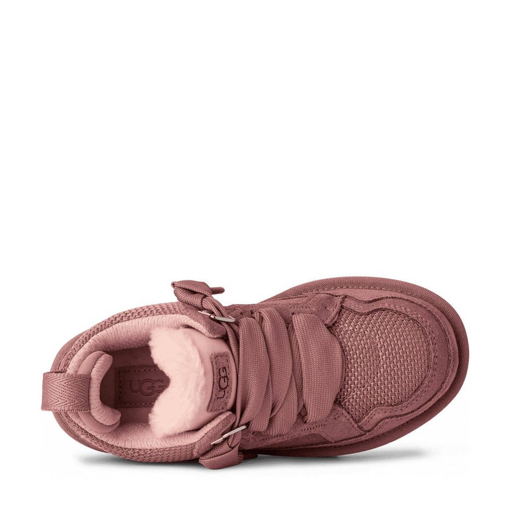 UGG K Lowmelgevoerde suède veterschoenen roze
