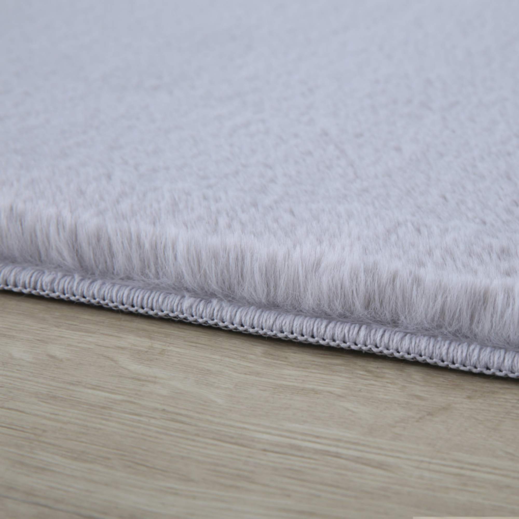 Weicher Hochflor Teppich Wohnzimmer Einfarbig, Felloptik, Flauschig, Rutschfest,