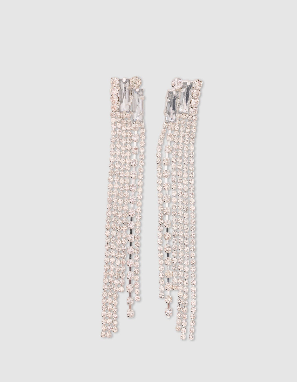 Long Strass Oorbellen Zilver