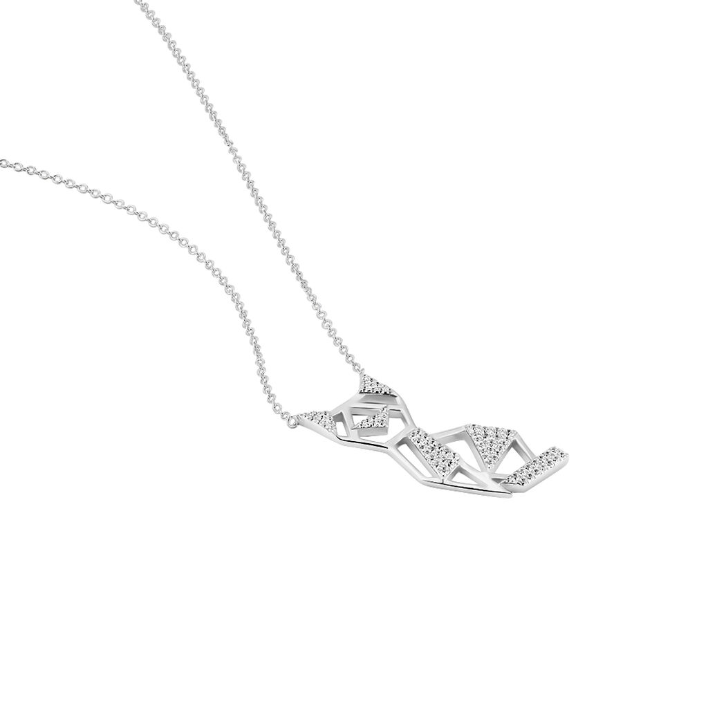Collier Sautoir Junien Argent Blanc Oxyde De Zirconium