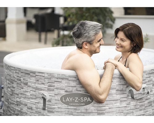 Bestway® LAY-Z-SPA® Vancouver AirJet Plus™ opblaasbare hottub met 140 luchtjets, geïntegreerd verwarmingssysteem, multifunctionele pomp en app-bediening, grijs