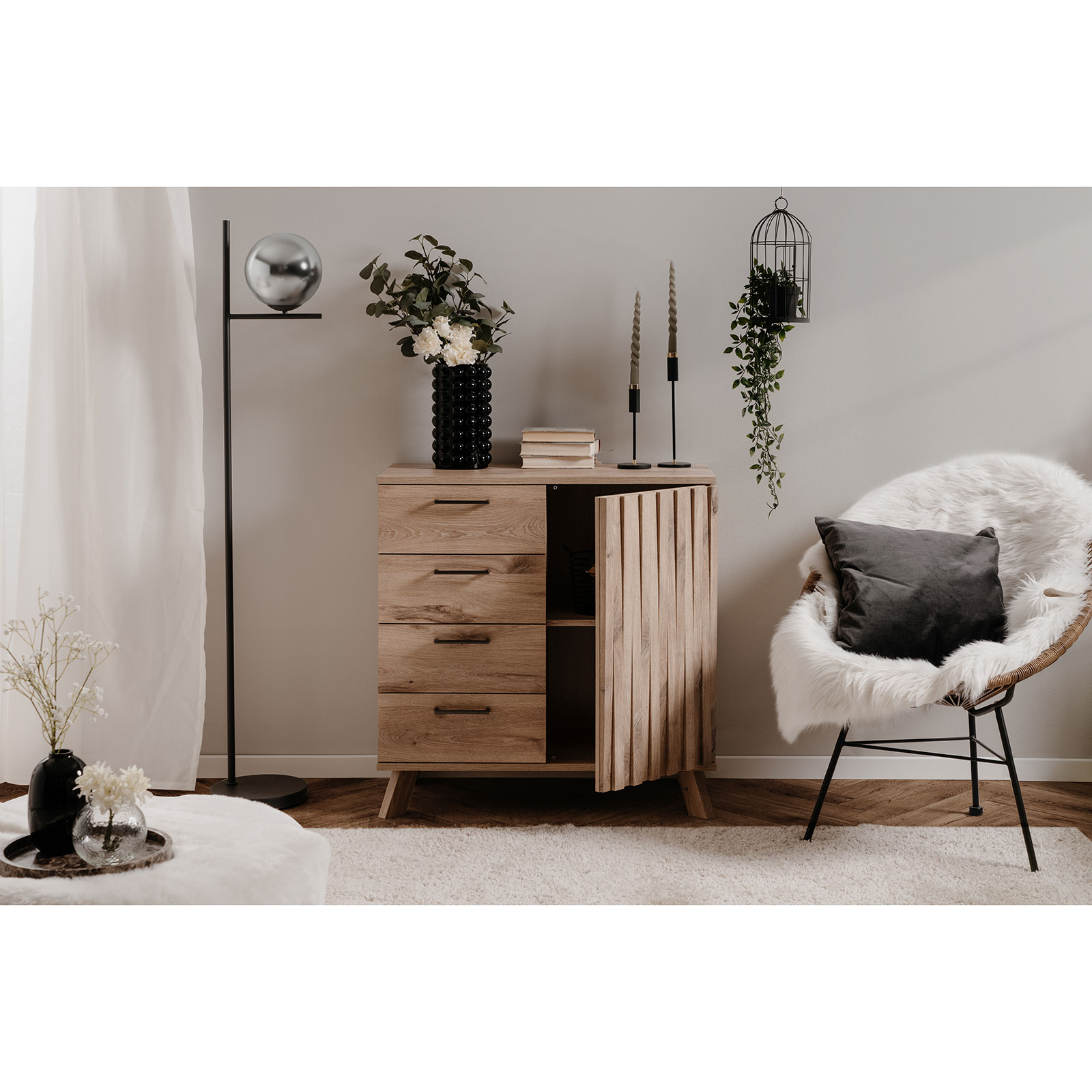 Kommode WELLINGTON - Schwedeneiche - 84,5 cm breit