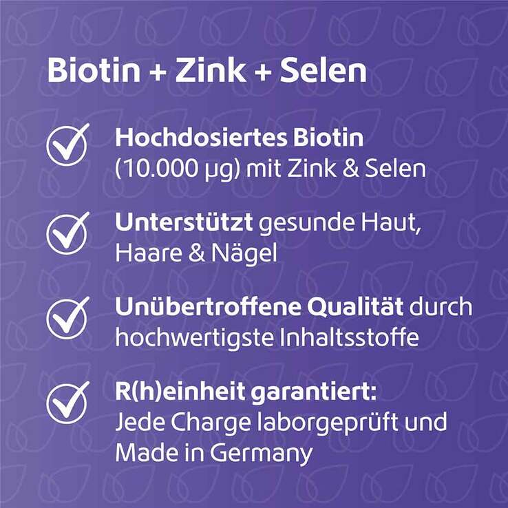 Biotin + Zink + Selen für Haut Haare & Nägel Kapseln, 120 St