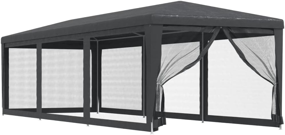 vidaXL Partyzelt mit 8 Mesh-Seitenwänden Gartenzelt Festzelt Pavillon Zelt Gartenpavillon Gazebo Gartenlaube Bierzelt Faltzelt Camping Anthrazit 3x9 m HDPE
