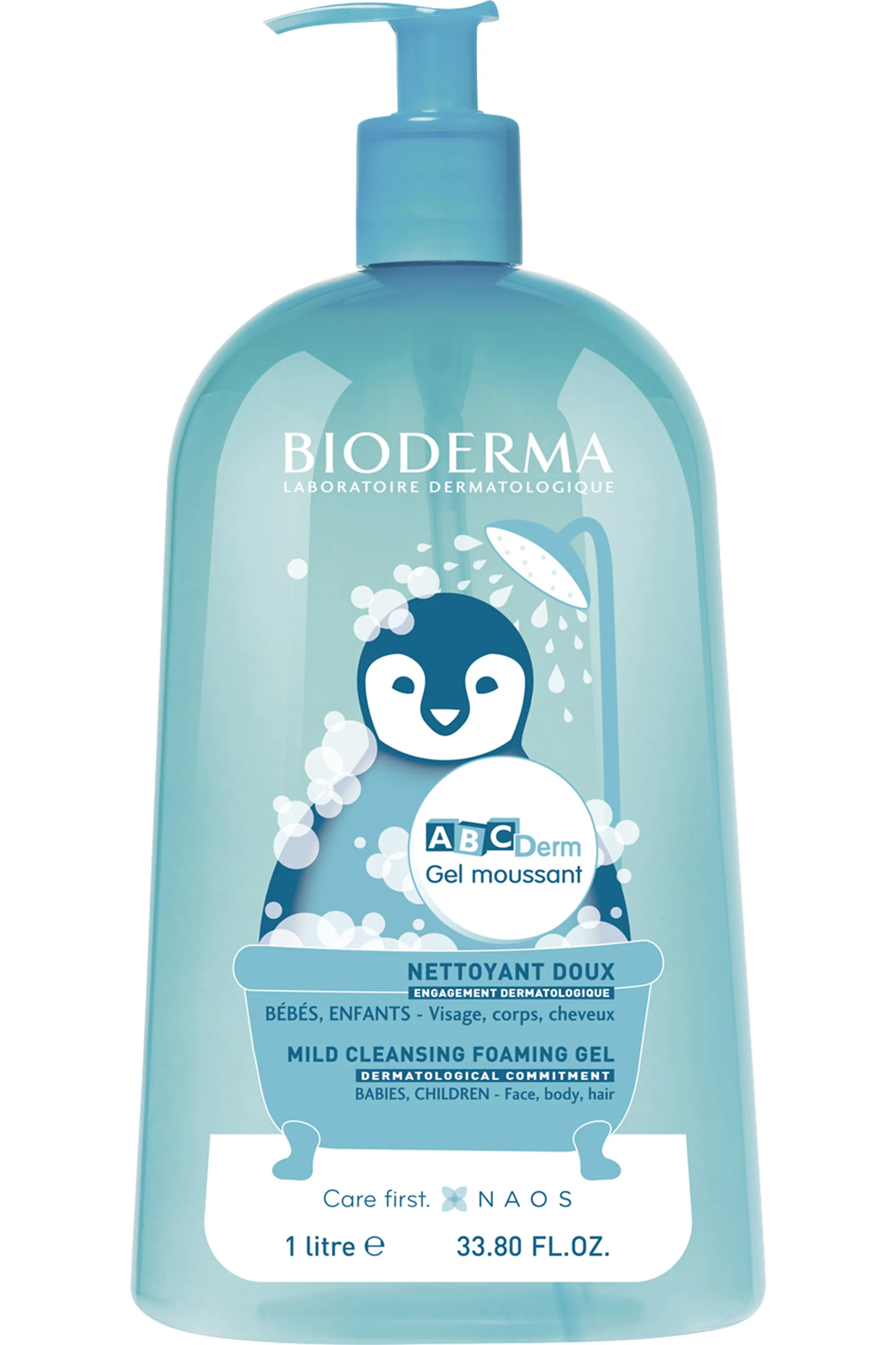 Bioderma Gel moussant doux sans savon corps & cheveux bébé et enfant ABCDerm-1 L