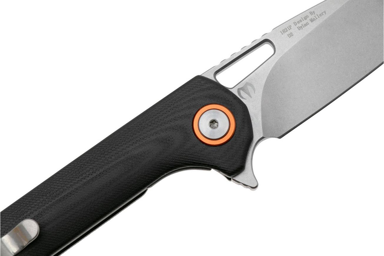 Artisan Cutlery Archaeo 1821P-BKC, Stonewashed D2, Black G10 zakmes, Dylan Mallery design