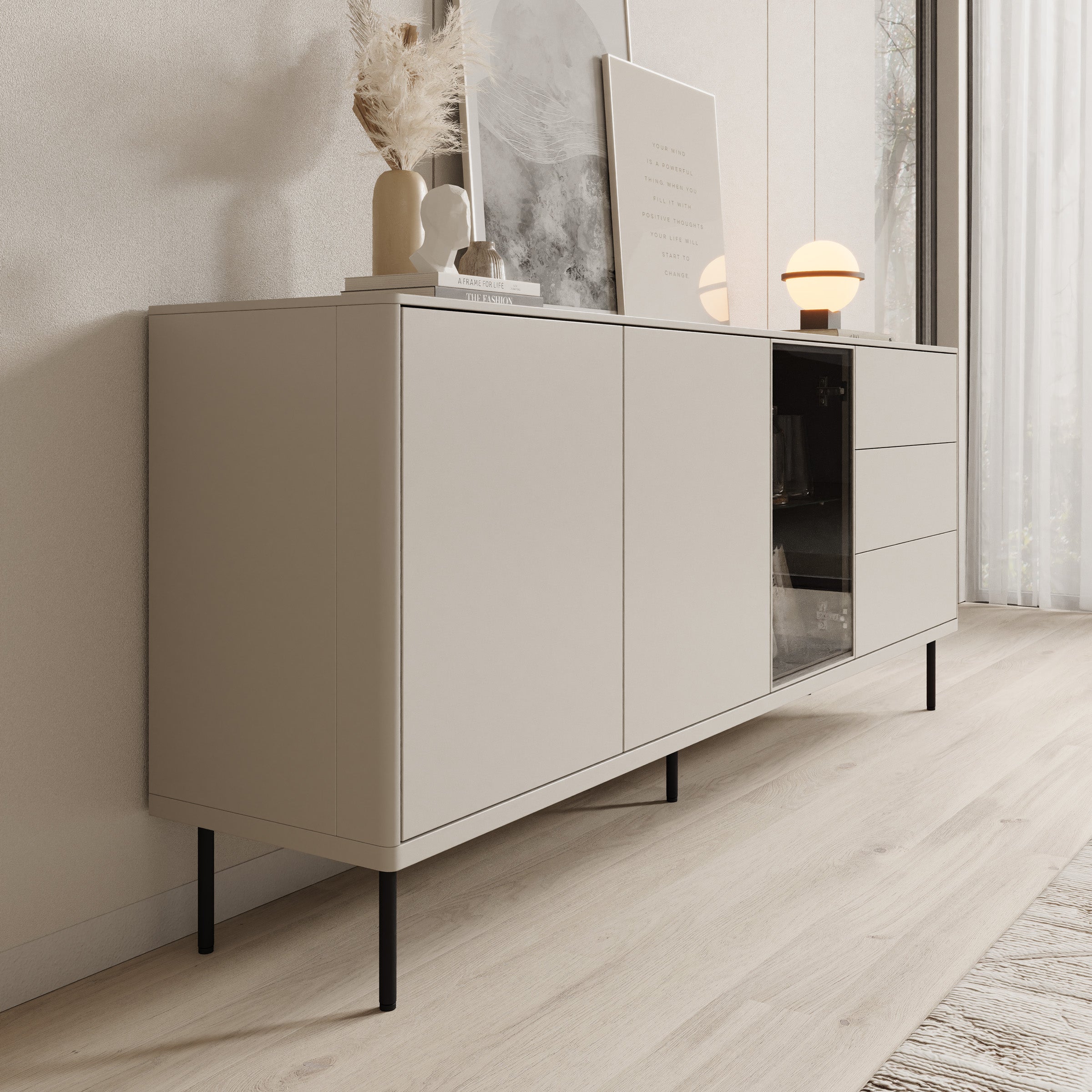 Estrella - Dressoir - Beige - 194x41x83 cm