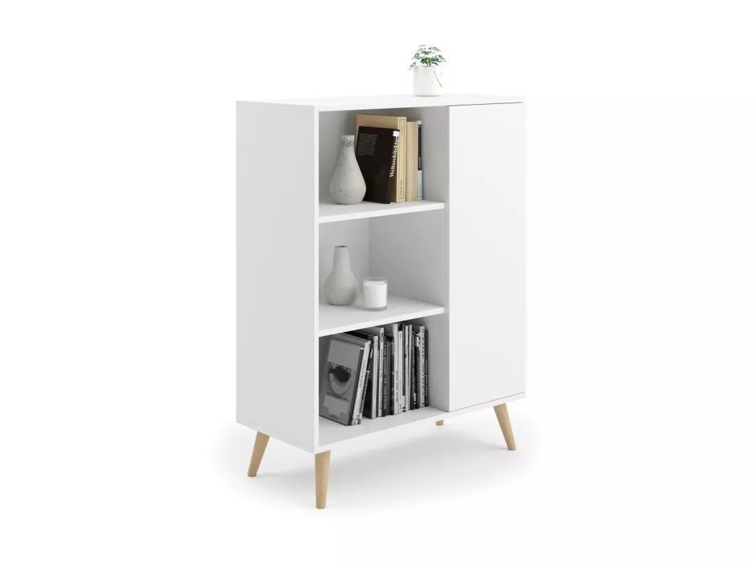Bibliothèque scandinave FAMMY - Blanc