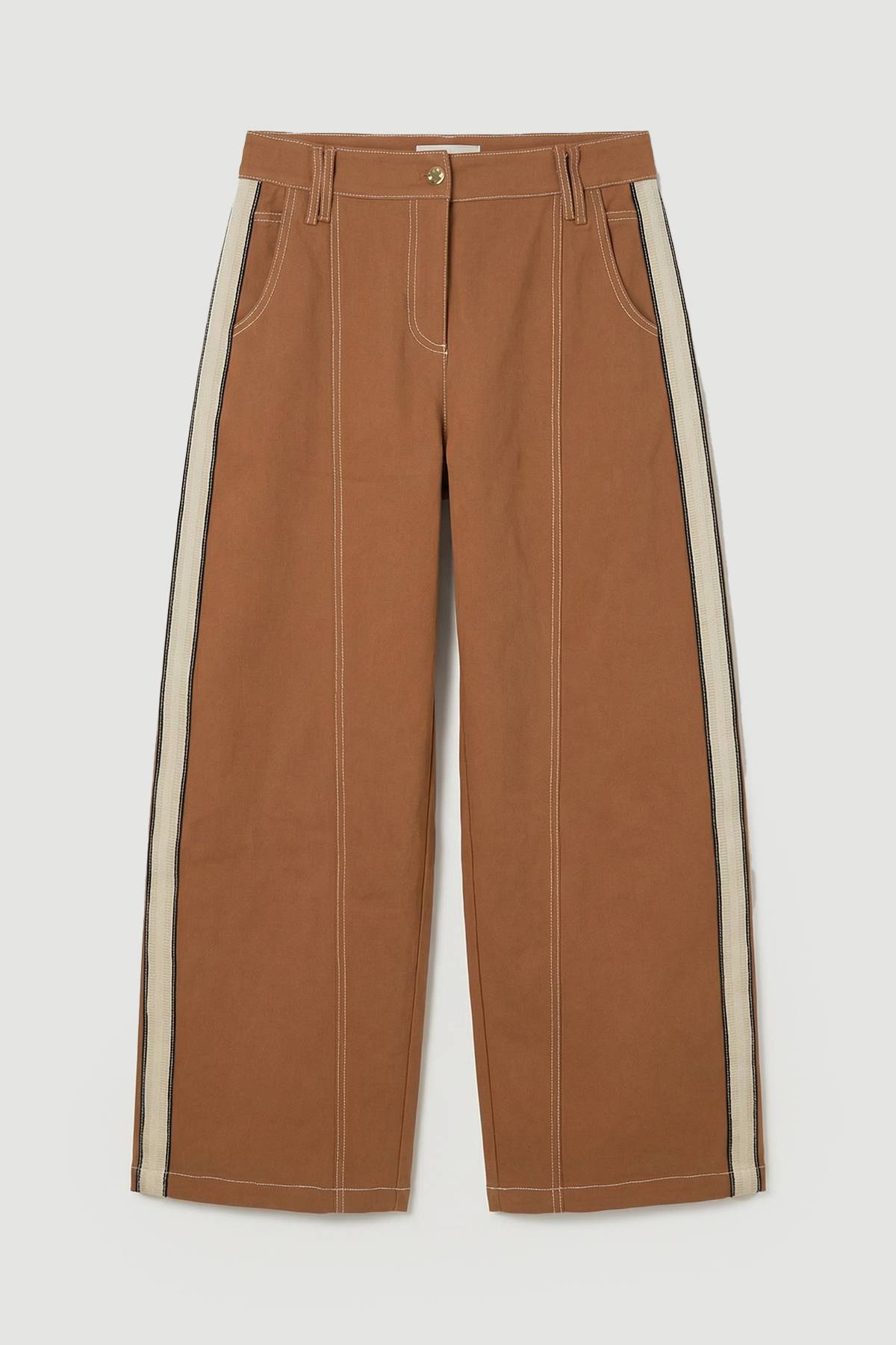 KarenMillen Pantalon Droit En Coton À Rayure Militaire Ajusté