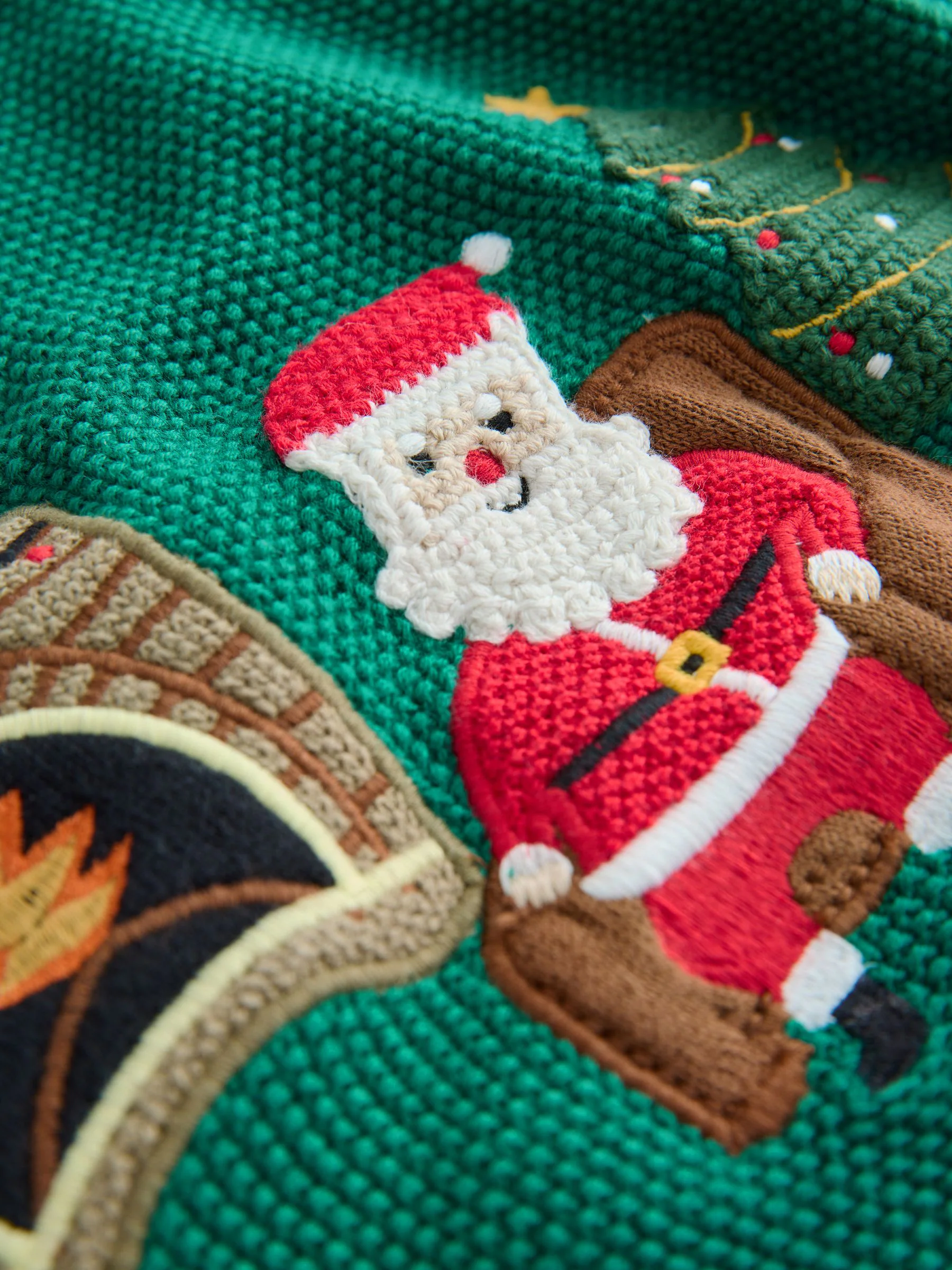 Groen met kerstmanprint - Gebreide kersttrui (3 mnd-7 jr)