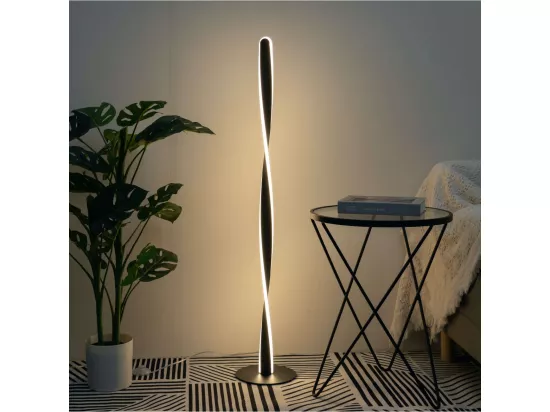 Lampadaire H120 cm torsade noir LED - Kazan