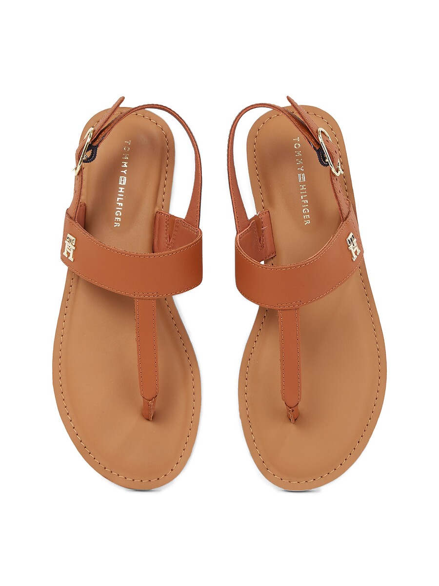 TOMMY HILFIGER<br>Sandálias rasteiras de couro com bico fino