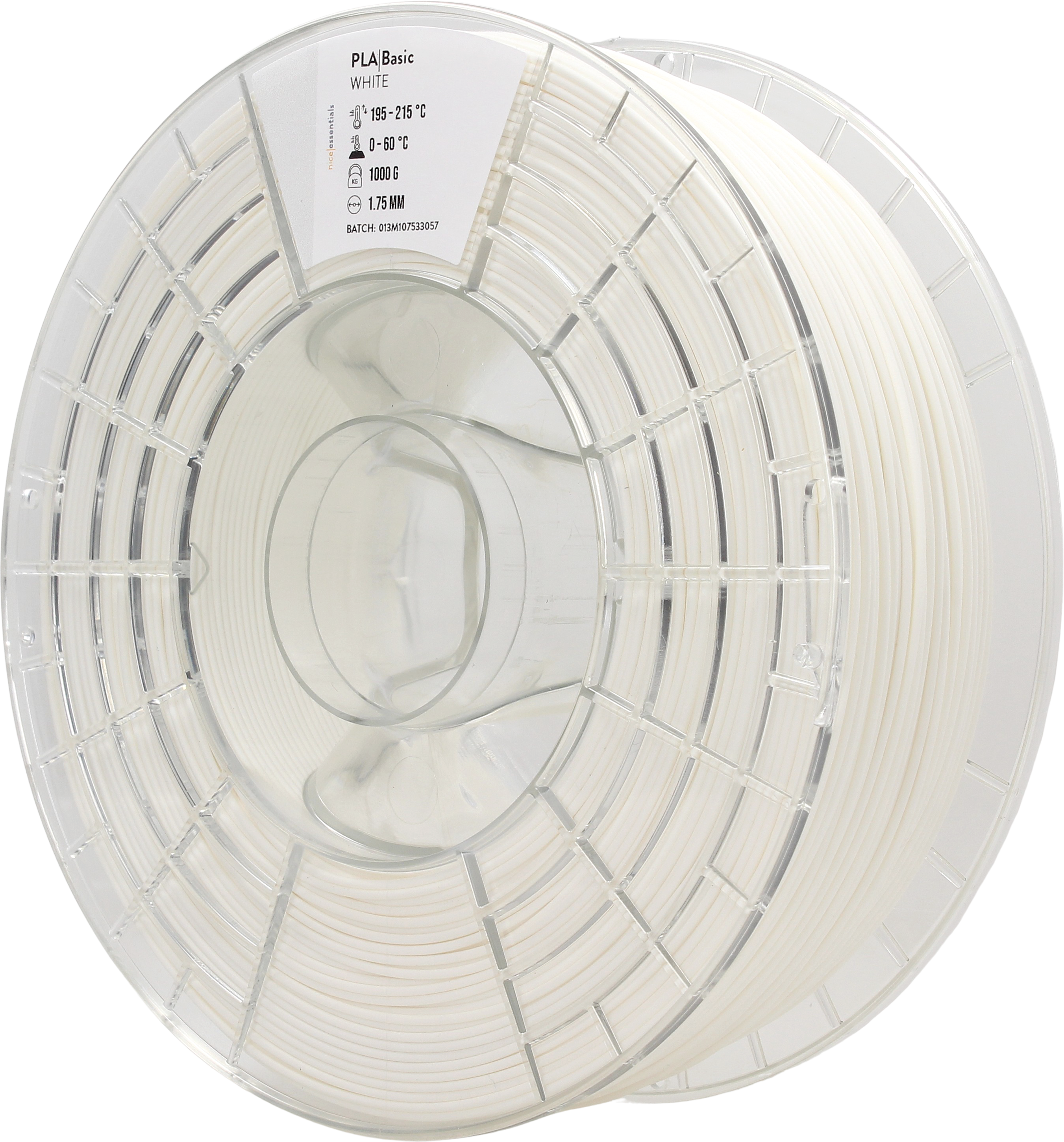 nice essentials  PLA Basic White, 1,75 mm / 1000 g    PLA Filament mit österreichischem Charme in White