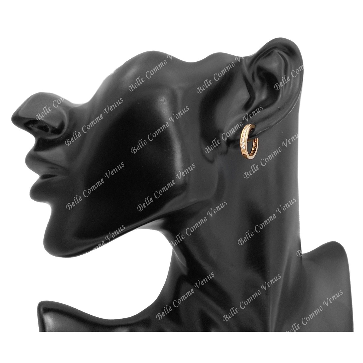 Boucles d'oreilles créole anneau d'oxyde de zirconium Plaqué or 750 3 microns