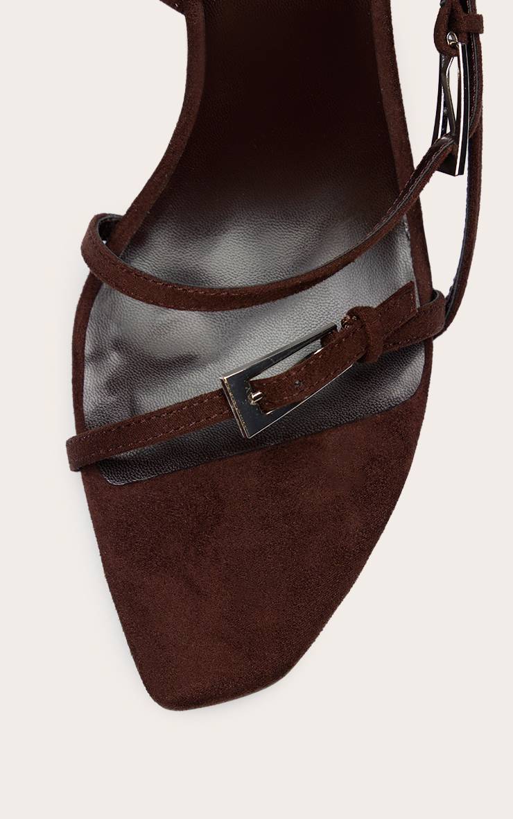Chocolat Sandale À Talon Bride Arrière En Synthétique À Bout Angulaire Avec Détail Boucle Argentée