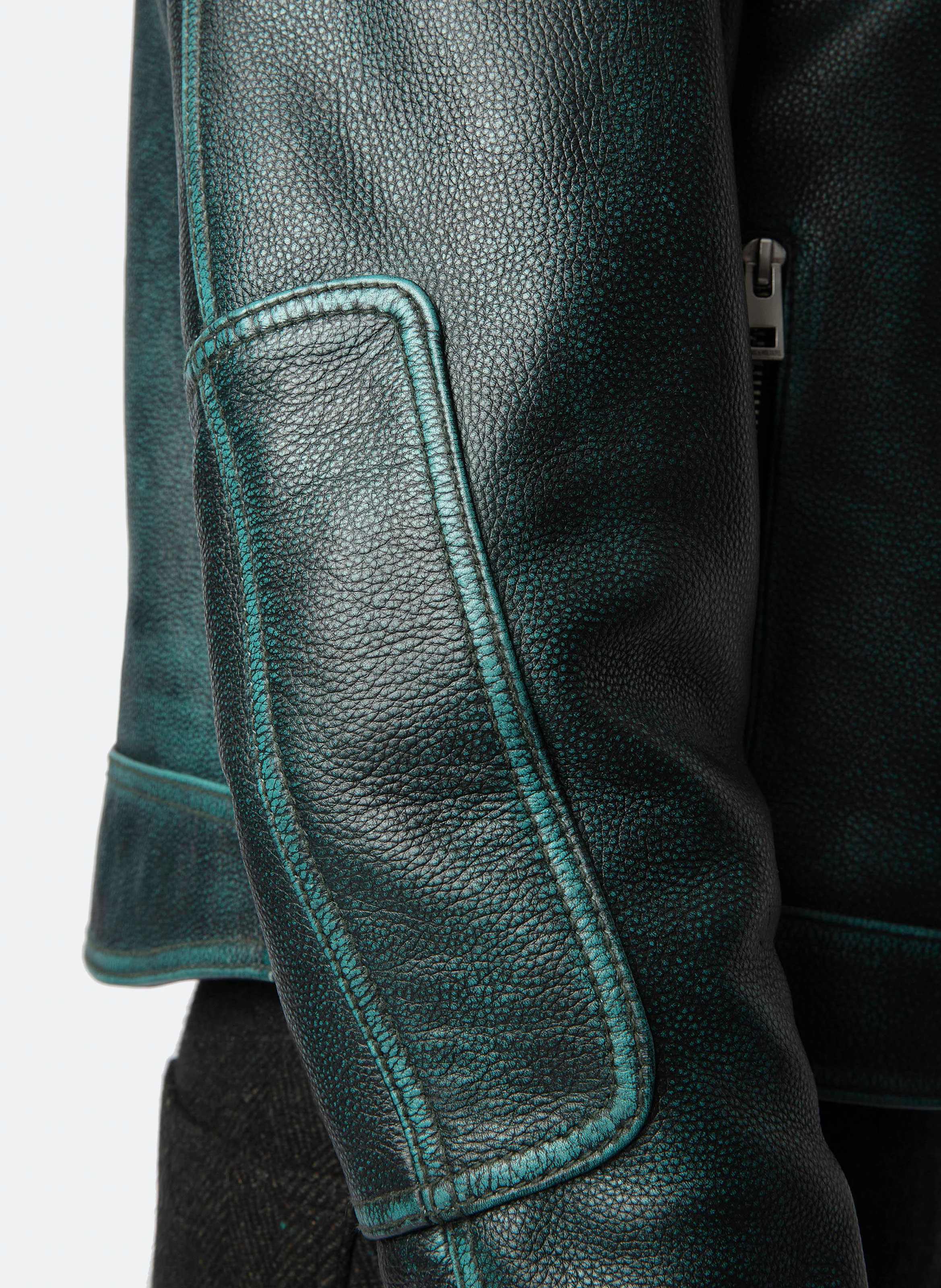 LOUPA - Veste col rond en cuir | Vert