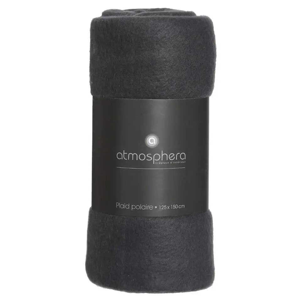 Atmosphera Plaid - antraciet - polyester - 125 x 150 cm