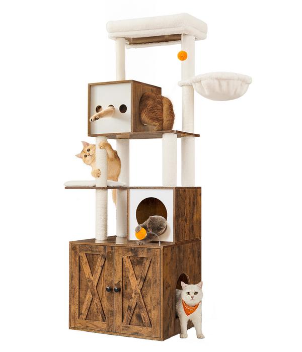Feandrea Kratzbaum mit Katzenklo-Schrank,