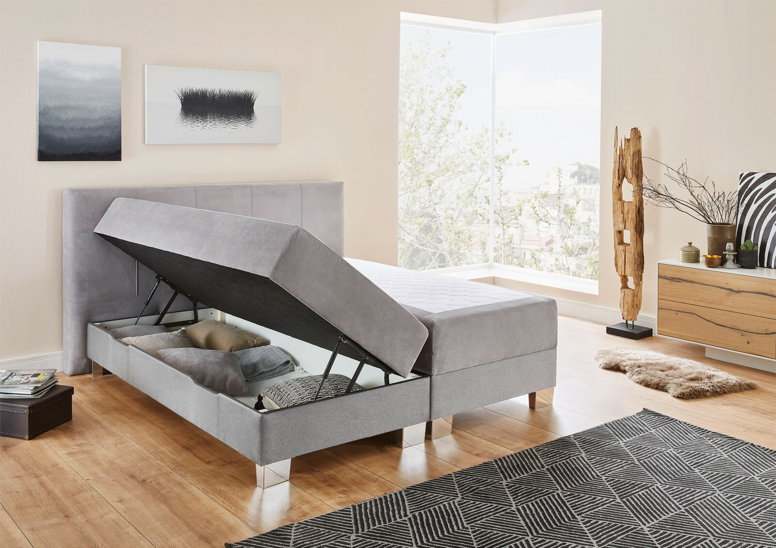 Boxspringbett RIVERSIDE 140 x 200 cm grau