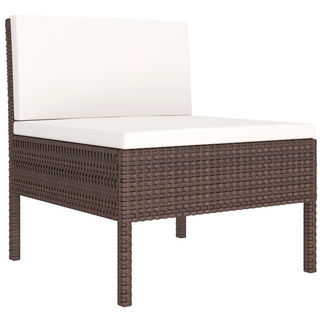 Salon de jardin meuble d'extérieur ensemble de mobilier 9 pièces avec coussins résine tressée marron