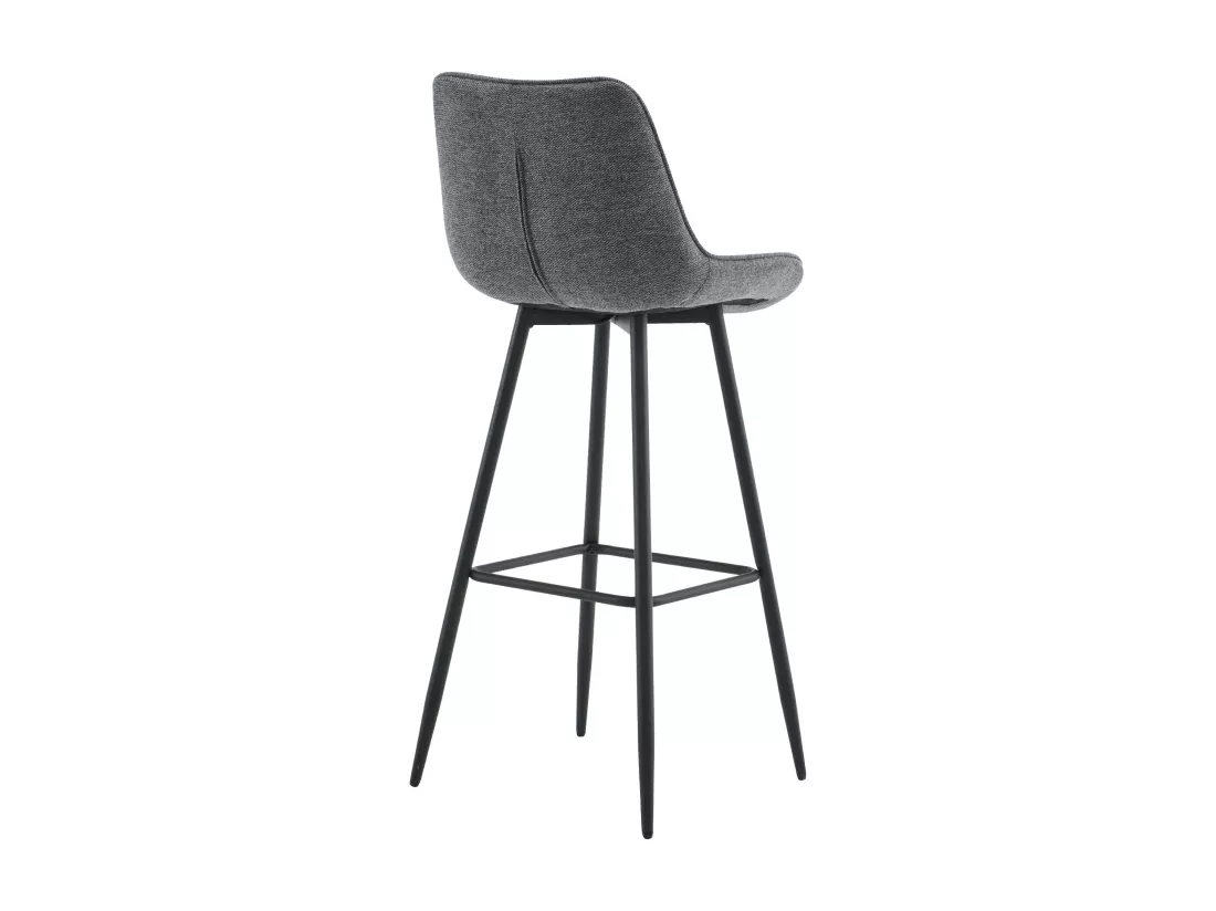 Lot de 2 Tabouret de bar - Tissu & Métal noir mat - Gris foncé - Dartford