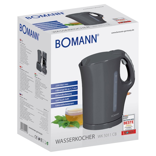 BOMANN Wasserkocher WK 5011 CB 1,7 Liter grau