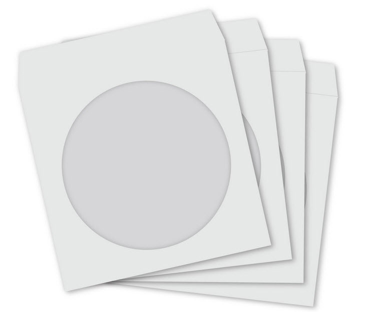 (50er Set) CD-DVD Papier Sleeves Schutzhüllen (49992) - Weiss
